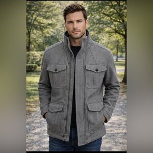 Men's Gray Wool herringbone size large jacket